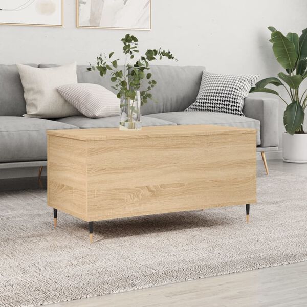 vidaXL Mesa de centro madera contrachapada roble Sonoma 90x44,5x45 cm