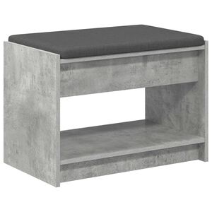 vidaXL Banco de entrada con coj&iacute;n Gris Concreto 63 x 38 x 45 cm
