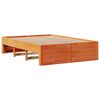 vidaXL Cama con estanter&iacute;a sin colch&oacute;n madera maciza marr&oacute;n 160x200 cm