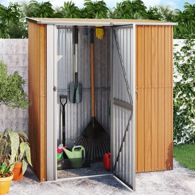 vidaXL Cobertizo de jardín acero galvanizado marrón 180,5x97x209,5 cm