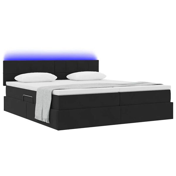vidaXL Cama con tira de luces LED Negro 180 x 200 cm Terciopelo