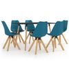 vidaXL Juego de comedor 7 piezas turquesa y negro