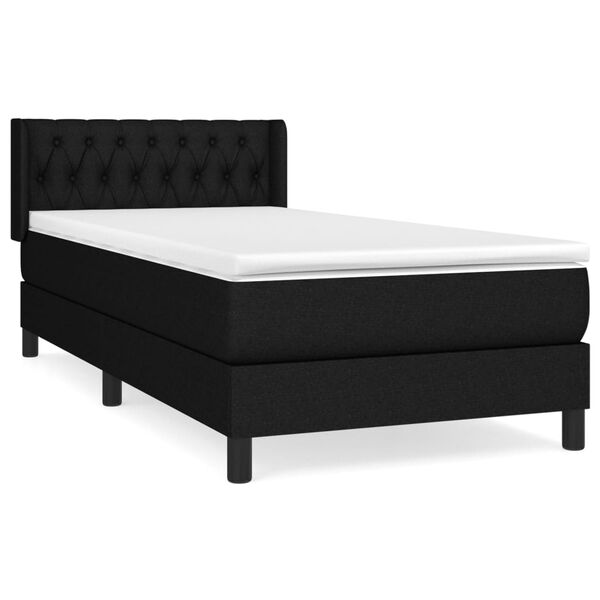 vidaXL Cama box spring con colch&oacute;n tela negro 90x200 cm
