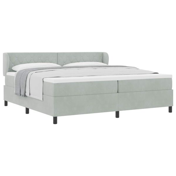 vidaXL Cama tipo Box Spring Gris claro 200 x 200 cm Terciopelo