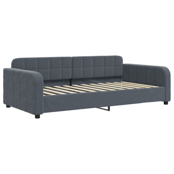 vidaXL Sof&aacute; cama nido con colch&oacute;n terciopelo gris oscuro 100x200 cm