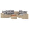vidaXL Juego de Sof&aacute; 8 uds. Beige y Gris Claro Rat&aacute;n sint&eacute;tico y acero