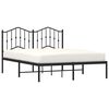 vidaXL Estructura cama sin colch&oacute;n con cabecero metal negro 135x190 cm