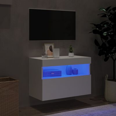 vidaXL Mueble de TV de pared con luces LED blanco 60x30x40 cm