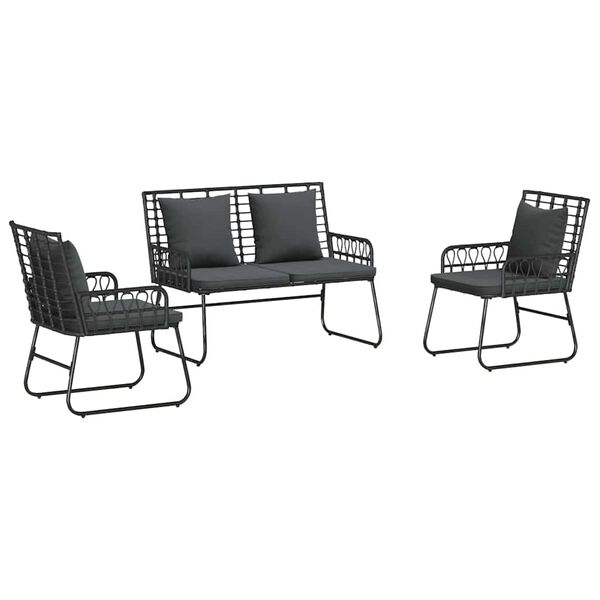 vidaXL Conjunto de Comedor de Jardín 3 pcs Negro y Antracita
