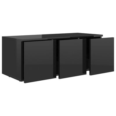 vidaXL Mueble TV madera contrachapada negro brillante 80x34x30 cm