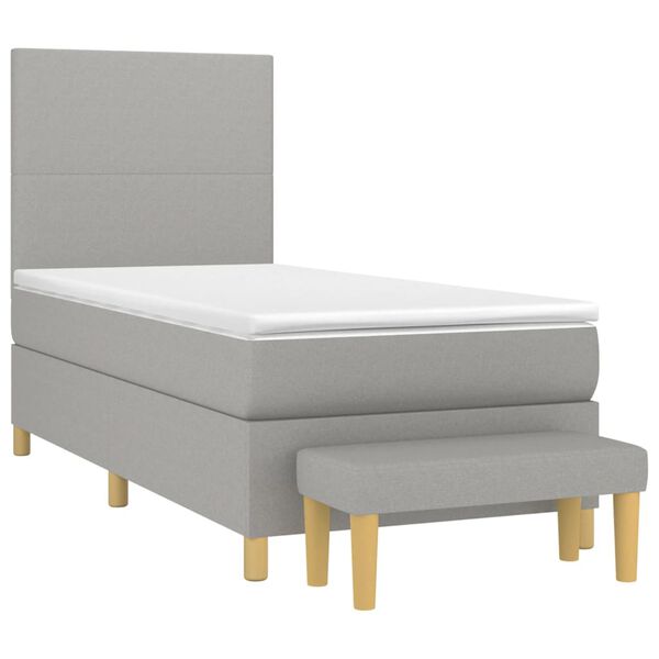 vidaXL Cama box spring con colch&oacute;n tela gris claro 100x200 cm