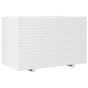 vidaXL Jardinera de madera maciza de pino blanca 110x60x72 cm