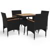 vidaXL Muebles de jard&iacute;n 5 piezas rat&aacute;n sint&eacute;tico negro y acacia