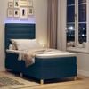 vidaXL Cama Box Spring LED con colch&oacute;n Azul 90 x 190 cm tela