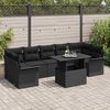 vidaXL Conjunto de sof&aacute; de jard&iacute;n con coj&iacute;n 8 pcs Negro Polirat&aacute;n