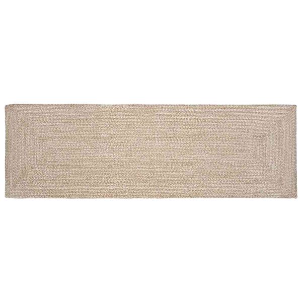 vidaXL Alfombra Natural y blanco 80 x 300 cm yute