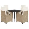 vidaXL Set comedor de jard&iacute;n 5 pzas con cojines rat&aacute;n sint&eacute;tico beige