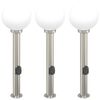vidaXL Balizas de luz con toma de corriente, 3 unidades, 80 cm, acero inoxidable, IP44