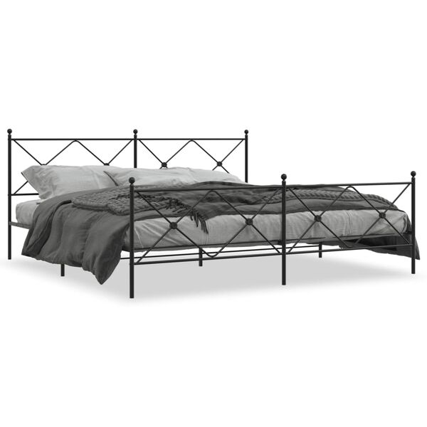 vidaXL Estructura cama sin colchón con estribo metal negro 193x203 cm