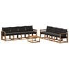 vidaXL Conjunto de sof&aacute;s de exterior con coj&iacute;n 9 pcs Natural y negro