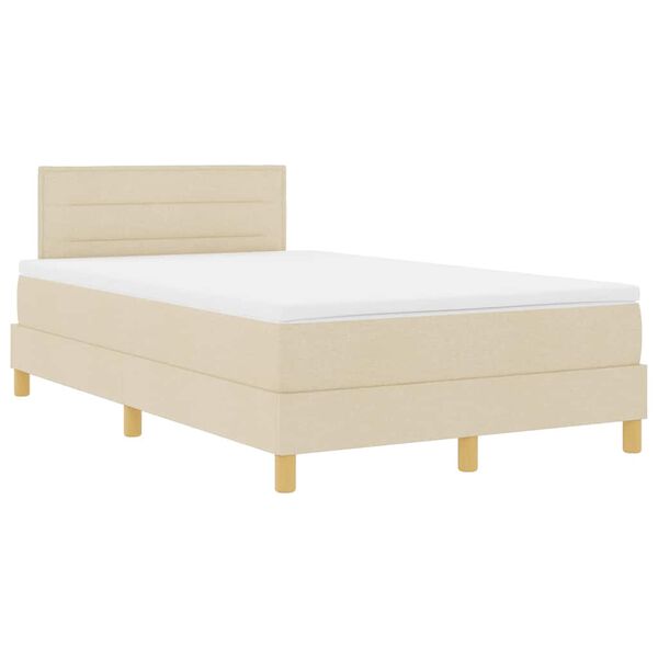 vidaXL Cama Box Spring LED con colch&oacute;n con LED Crema 120 x 190 cm tela