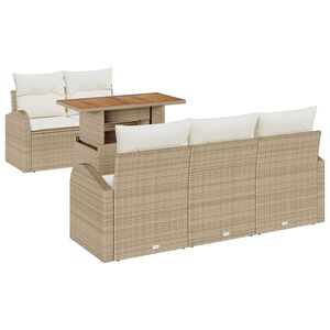 vidaXL Conjunto de sof&aacute; de jard&iacute;n con coj&iacute;n 6 pcs beige y crema