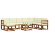 vidaXL Conjunto de sof&aacute;s de exterior con coj&iacute;n 9 pcs Natural y Crema