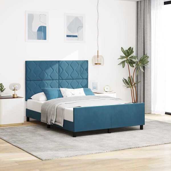 vidaXL Cama tipo Box Spring Azul Oscuro 160 x 200 cm Terciopelo