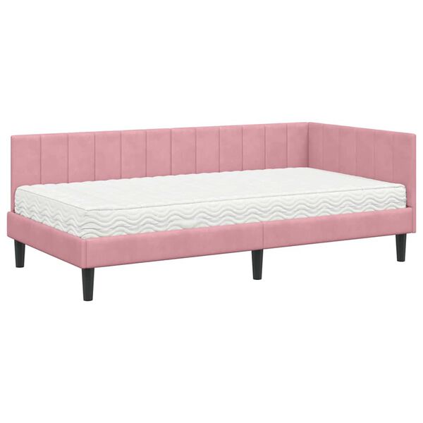 vidaXL Estructura de cama en esquina Rosa 90 x 200 cm Terciopelo