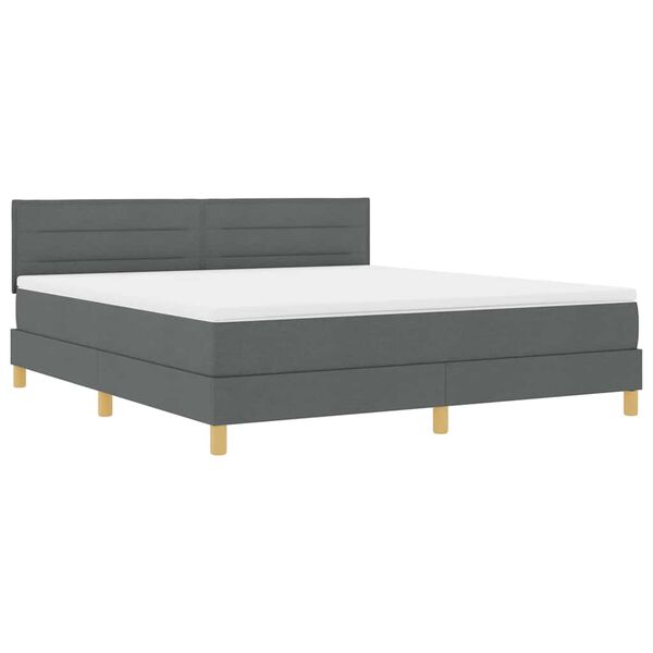 vidaXL Cama Box Spring LED con colch&oacute;n Gris oscuro 180 x 200 cm tela