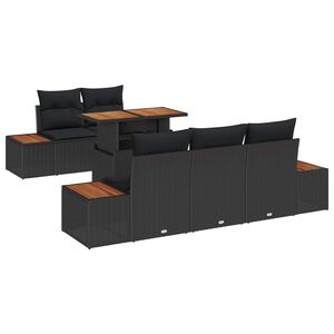 vidaXL Conjunto de sof&aacute; de jard&iacute;n 6 pcs Negro Polirat&aacute;n