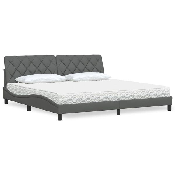 vidaXL Cama con colch&oacute;n tela gris oscuro 200x200 cm