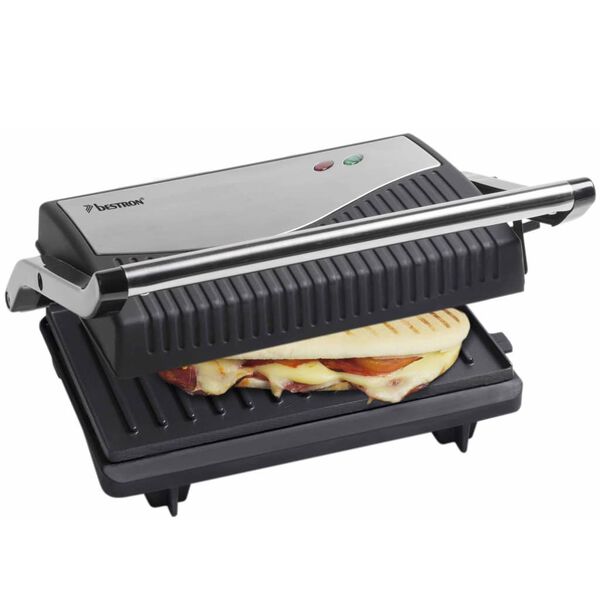 Bestron Plancha grill 750 W plateado y negro acero inoxidable APG150