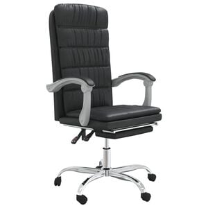 vidaXL Silla de oficina reclinable cuero sint&eacute;tico negro