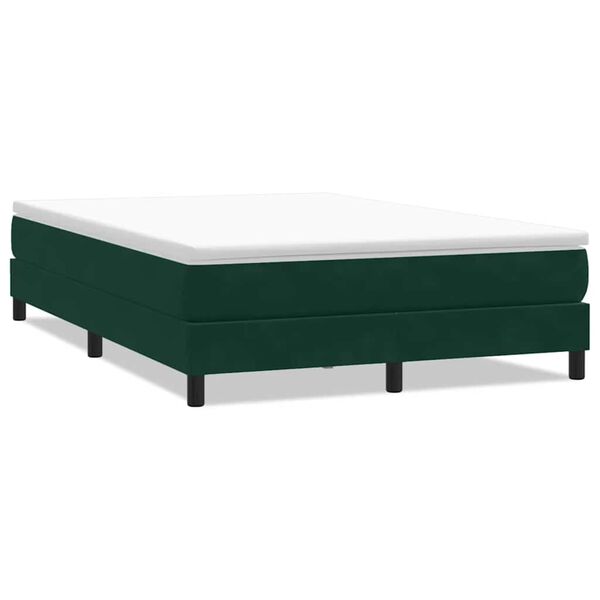 vidaXL Cama box spring sin colch&oacute;n verde oscuro terciopelo 160x220 cm
