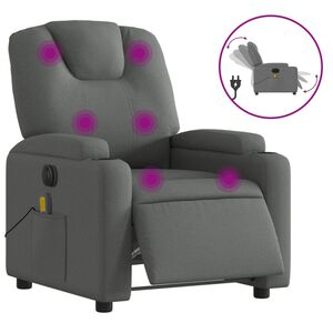 vidaXL Sill&oacute;n reclinable de masaje el&eacute;ctrico tela gris oscuro