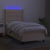 vidaXL Cama box spring colch&oacute;n y luces LED tela crema 100x200 cm