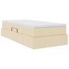 vidaXL Cama con almacenamiento y colch&oacute;n Crema 100 x 200 cm Poli&eacute;ster