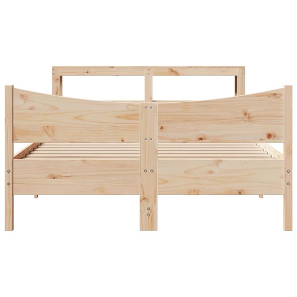 vidaXL Estructura de cama con cabecero madera maciza pino 135x190 cm