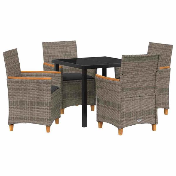 vidaXL Conjunto de Comedor de Jardín 5 pcs Gris ratán sintético