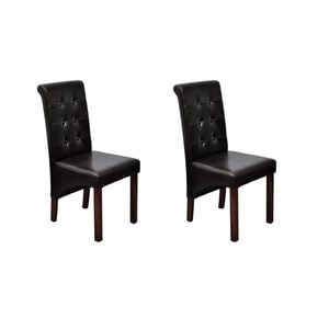 vidaXL Sillas de comedor 2 unidades cuero sint&eacute;tico marr&oacute;n