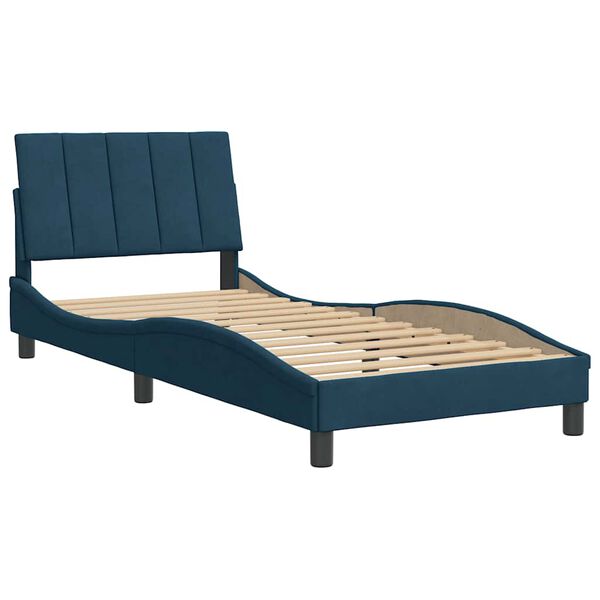 vidaXL Estructura de cama sin colch&oacute;n Hanko terciopelo azul 90x190 cm