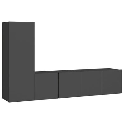 vidaXL Set de muebles de salón 3 piezas madera ingeniería gris