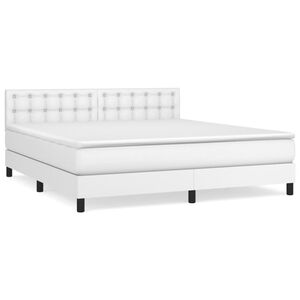 vidaXL Cama box spring con colch&oacute;n cuero sint&eacute;tico blanco 160x200 cm