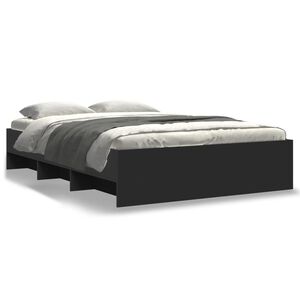 vidaXL Estructura de cama madera de ingenier&iacute;a negra 135x190 cm