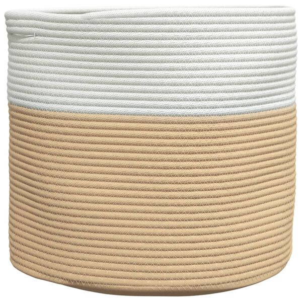 vidaXL Cesta de almacenaje algod&oacute;n beige y blanco &Oslash;40x35 cm