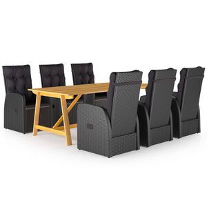 vidaXL Juego de comedor de jard&iacute;n 7 piezas negro