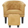 vidaXL Sill&oacute;n con taburete cuero sint&eacute;tico dorado