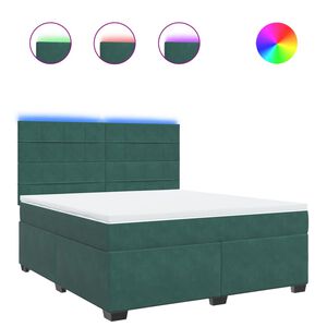 vidaXL Cama box spring con colch&oacute;n terciopelo verde oscuro 180x200 cm