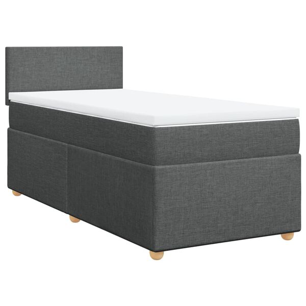 vidaXL Cama box spring con colch&oacute;n tela gris oscuro 100x200 cm